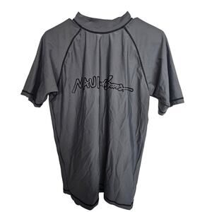 Maui and Sons Rash Guard Gray Short Sleeve Swimwear Swim Top Men M UPF 50+